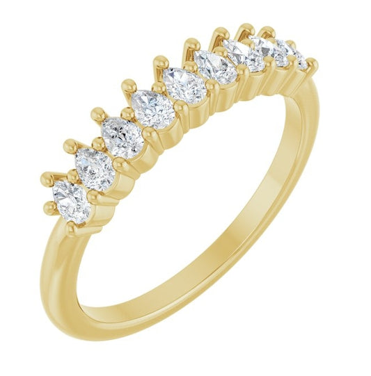 14K Yellow Or White Gold Pear 3 X 2 Mm Polished 3/4 Ctw Lab-Grown Diamond Anniversary Band