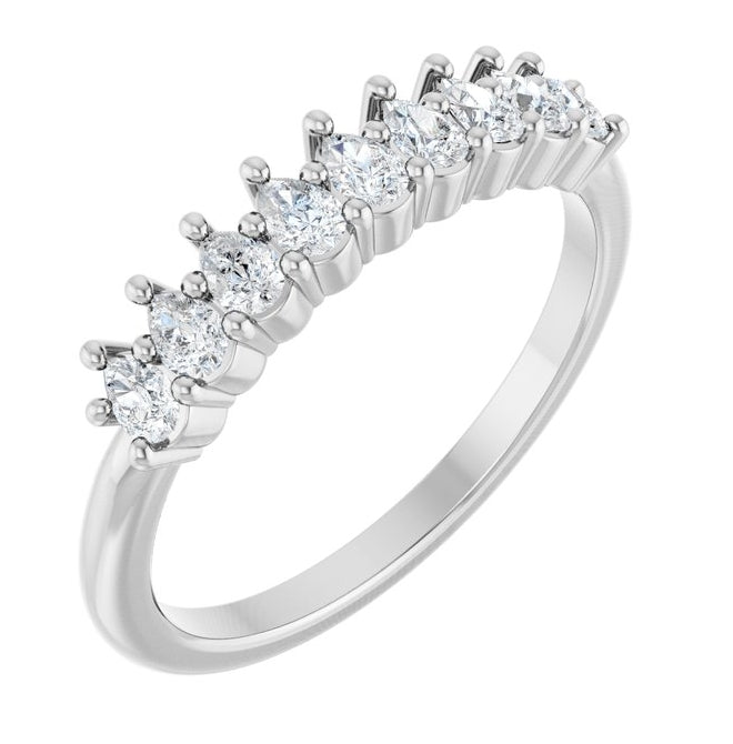 14K Yellow Or White Gold Pear 3 X 2 Mm Polished 3/4 Ctw Lab-Grown Diamond Anniversary Band