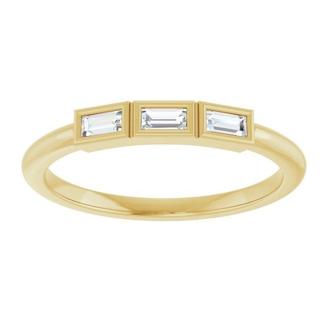 14K Yellow Or White Gold Straight Baguette Polished Natural Diamond Anniversary Band