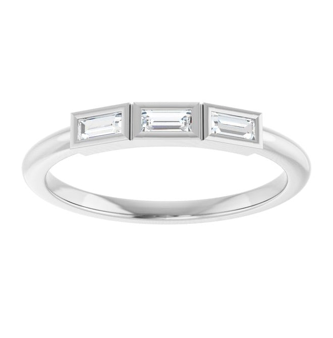 14K Yellow Or White Gold Straight Baguette Polished Natural Diamond Anniversary Band