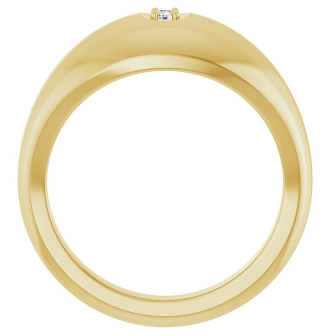 14K Yellow Gold Round 2 Mm Polished .03 Ct  Lab-Grown  Diamond Solitaire Band Size 10