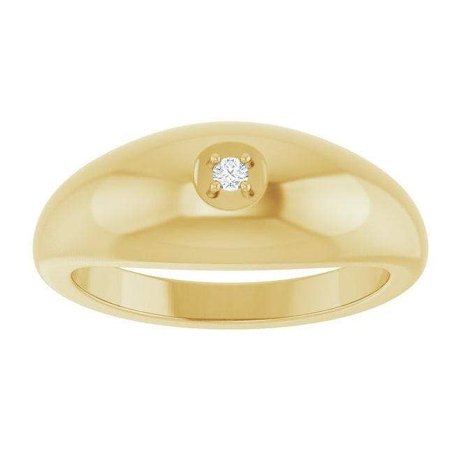 14K Yellow Gold Round 2 Mm Polished .03 Ct  Lab-Grown  Diamond Solitaire Band Size 10