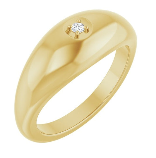 14K Yellow Gold Round 2 Mm Polished .03 Ct  Lab-Grown  Diamond Solitaire Band Size 10