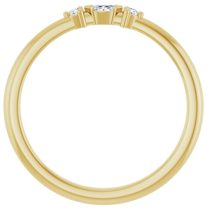 14K Yellow Gold Marquise 3 X 1.5 Mm Polished .06 Ctw Lab-Grown Diamond Stackable Ring Size 7