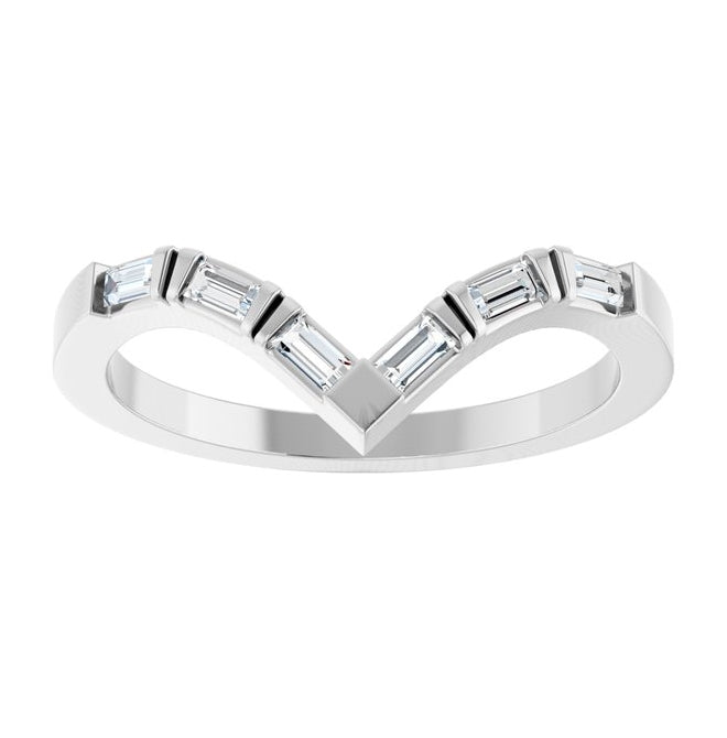 14K Yellow Or White Gold Straight Baguette 2.5 X 1.25 Mm Polished 1/5 Ctw Natural Diamond Contour Band