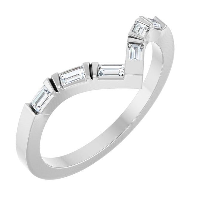 14K Yellow Or White Gold Straight Baguette 2.5 X 1.25 Mm Polished 1/5 Ctw Natural Diamond Contour Band