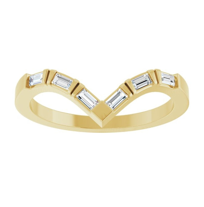 14K Yellow Or White Gold Straight Baguette 2.5 X 1.25 Mm Polished 1/5 Ctw Natural Diamond Contour Band