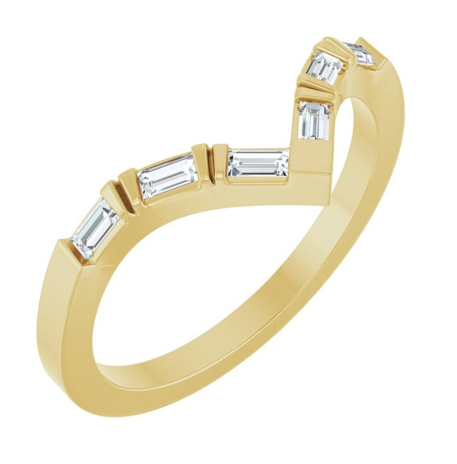 14K Yellow Or White Gold Straight Baguette 2.5 X 1.25 Mm Polished 1/5 Ctw Natural Diamond Contour Band