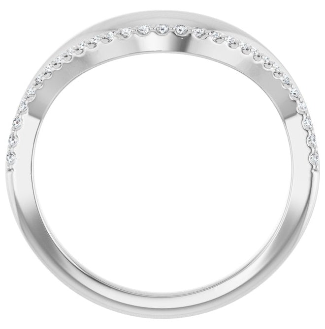 14K Yellow Or White Gold Round 1 Mm Polished 1/8 Ctw Natural Diamond Contour Band