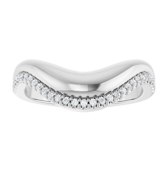14K Yellow Or White Gold Round 1 Mm Polished 1/8 Ctw Natural Diamond Contour Band