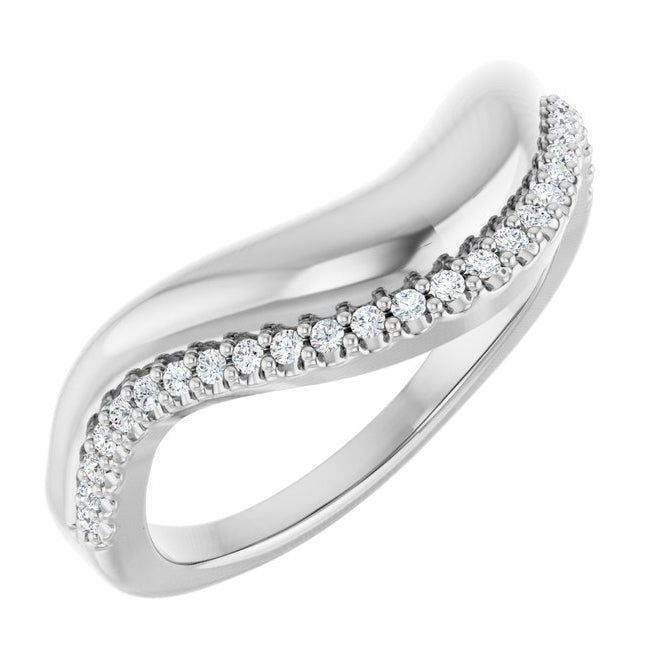 14K Yellow Or White Gold Round 1 Mm Polished 1/8 Ctw Natural Diamond Contour Band