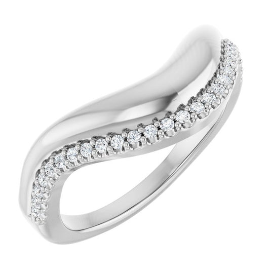 14K Yellow Or White Gold Round 1 Mm Polished 1/8 Ctw Natural Diamond Contour Band