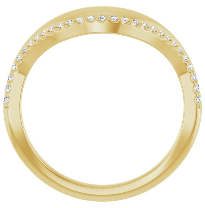 14K Yellow Or White Gold Round 1 Mm Polished 1/8 Ctw Natural Diamond Contour Band