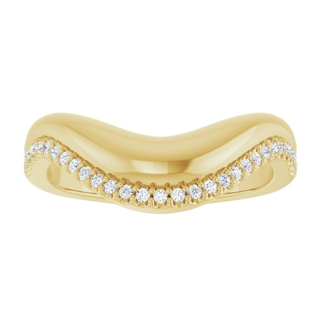 14K Yellow Or White Gold Round 1 Mm Polished 1/8 Ctw Natural Diamond Contour Band