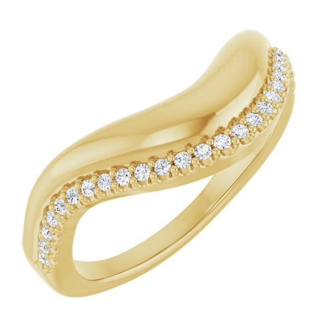 14K Yellow Or White Gold Round 1 Mm Polished 1/8 Ctw Natural Diamond Contour Band