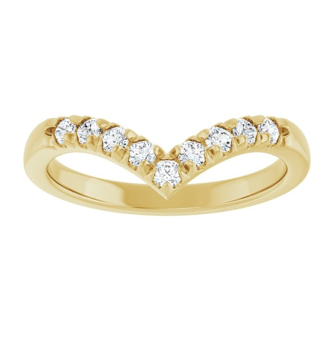 14K Yellow Gold Round 2 Mm Polished 1/4 Ctw Lab-Grown Diamond Contour Band Size 7