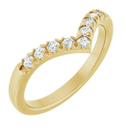 14K Yellow Gold Round 2 Mm Polished 1/4 Ctw Lab-Grown Diamond Contour Band Size 7