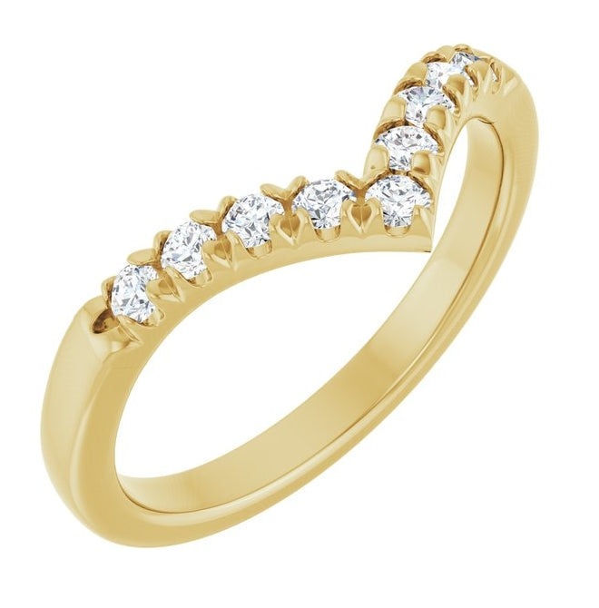 14K Yellow Gold Round 2 Mm Polished 1/4 Ctw Lab-Grown Diamond Contour Band Size 7