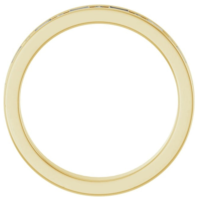 14K Yellow Gold Straight Baguette 2.5 X 1.5 Mm Polished 1/3 Ctw Natural Diamond Anniversary Band Size 7