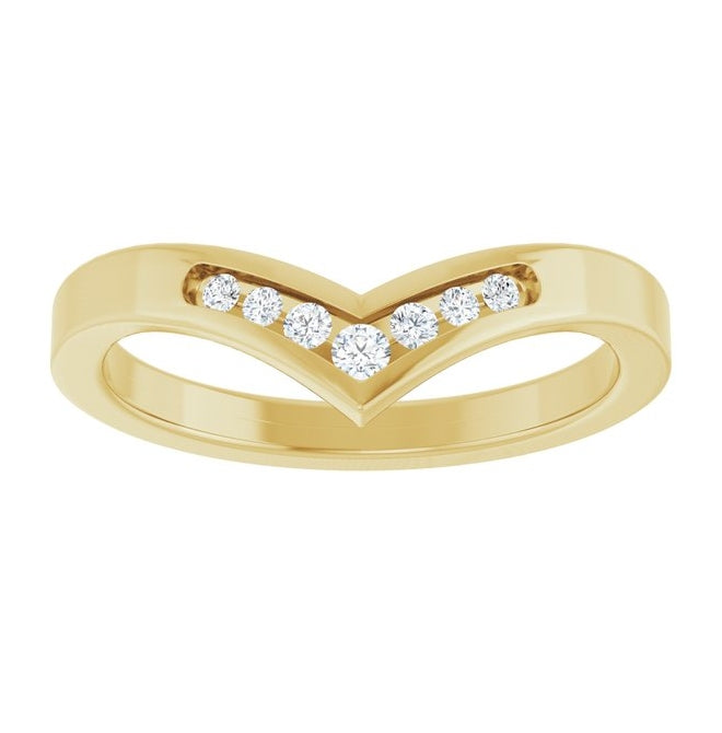 14K Yellow Or White Gold Round 1.8 Mm Polished .08 Ctw Natural Diamond Contour Band