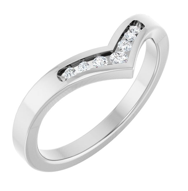 14K Yellow Or White Gold Round 1.8 Mm Polished .08 Ctw Natural Diamond Contour Band