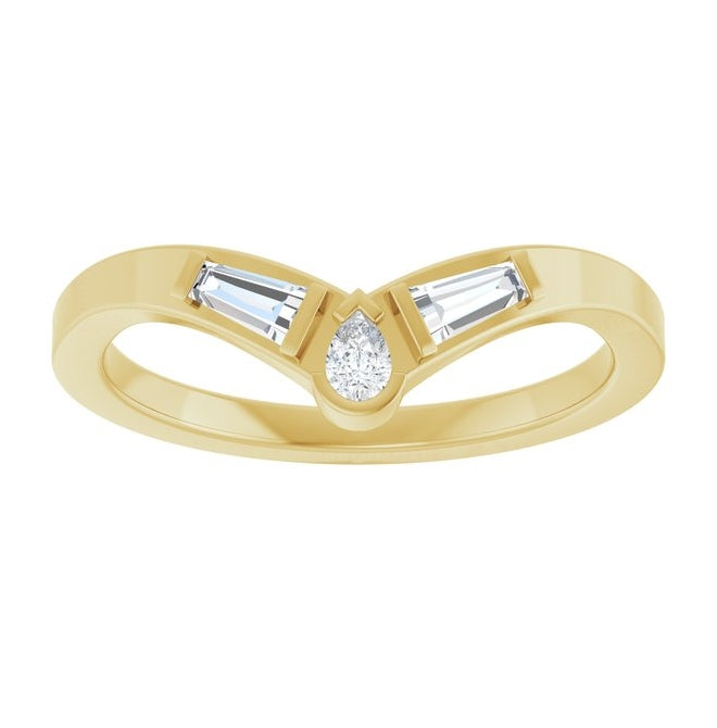 14K Yellow Or White Gold Pear 3 X 2 Mm Polished 1/6 Ctw Lab-Grown Diamond Contour Band