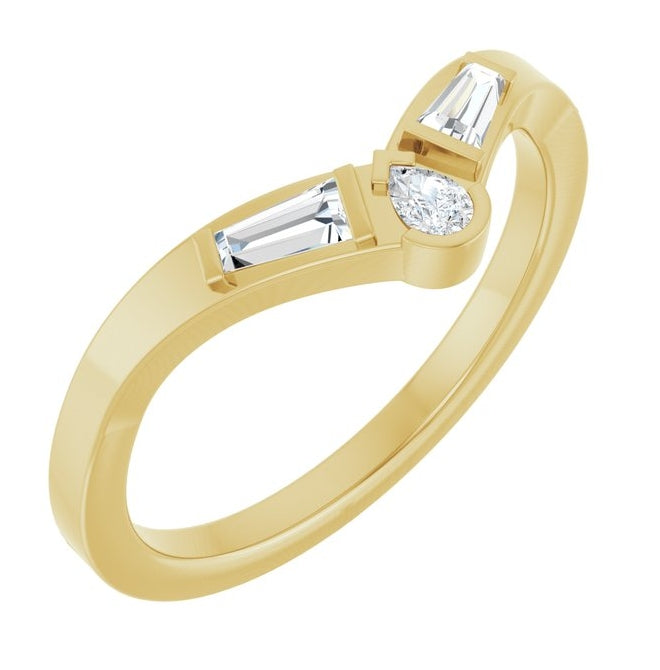 14K Yellow Or White Gold Pear 3 X 2 Mm Polished 1/6 Ctw Lab-Grown Diamond Contour Band