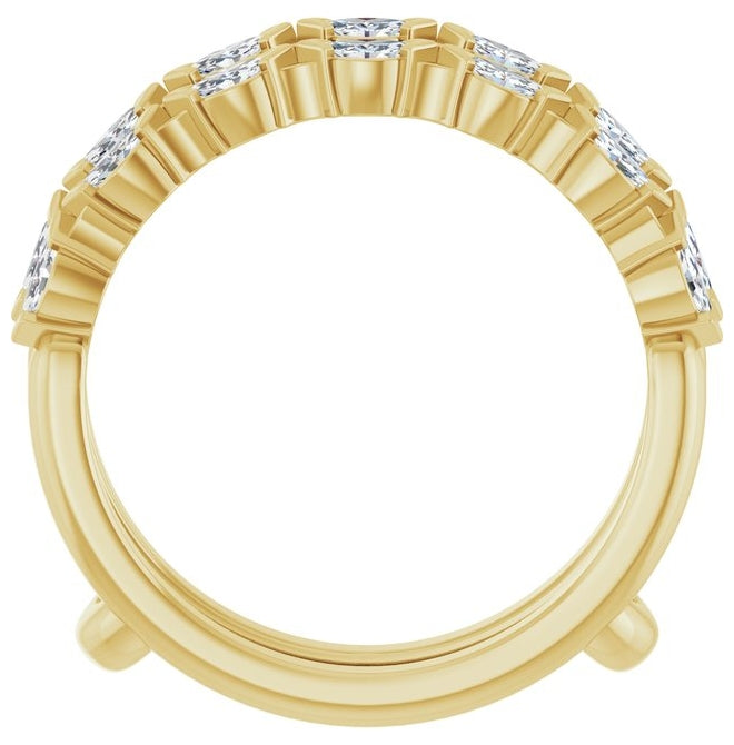 14K Yellow Gold Marquise 3 X 1.5 Mm Polished 1/2 Ctw Natural  Diamond Ring Guard Size 7