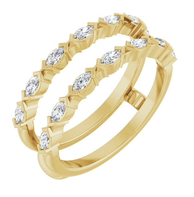 14K Yellow Or White Gold Marquise 3 X 1.5 Mm Polished 3/8 Ctw Lab-Grown Diamond Ring Guard