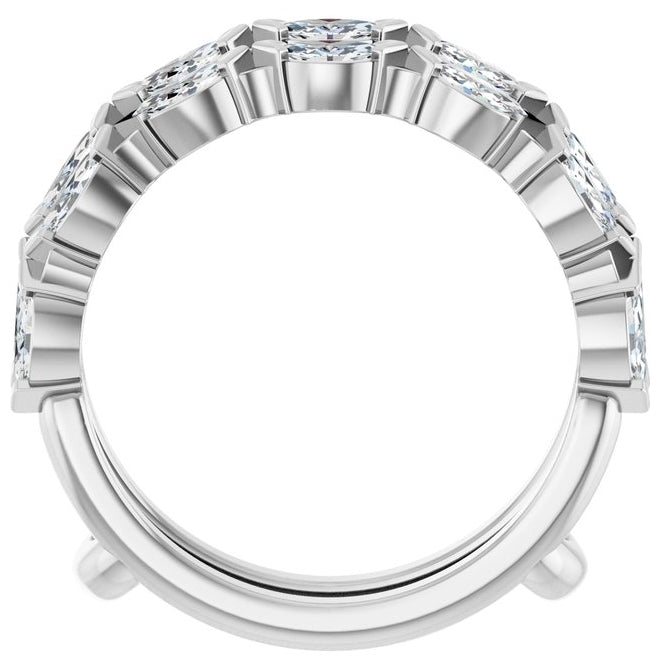 14K White Gold Marquise 4 X 2 Mm Polished 7/8 Ctw Lab-Grown Diamond Ring Guard Size 7