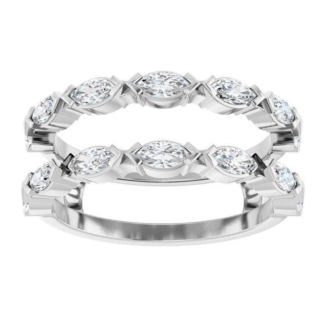 14K White Gold Marquise 4 X 2 Mm Polished 7/8 Ctw Lab-Grown Diamond Ring Guard Size 7