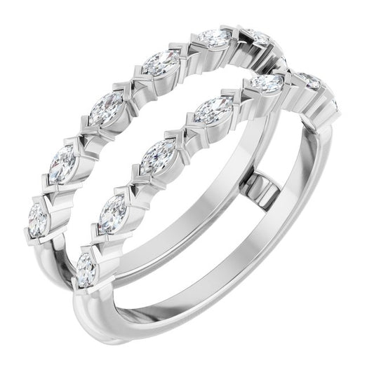 14K Yellow Or White Gold Marquise 3 X 1.5 Mm Polished 3/8 Ctw Lab-Grown Diamond Ring Guard