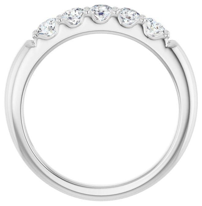 14K Yellow Or White Gold Round 3 Mm Polished 1/2 Ctw Lab-Grown Diamond Anniversary Band Size 7