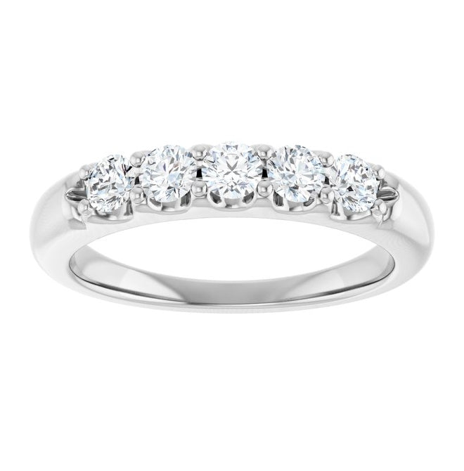 14K Yellow Or White Gold Round 3 Mm Polished 1/2 Ctw Lab-Grown Diamond Anniversary Band Size 7