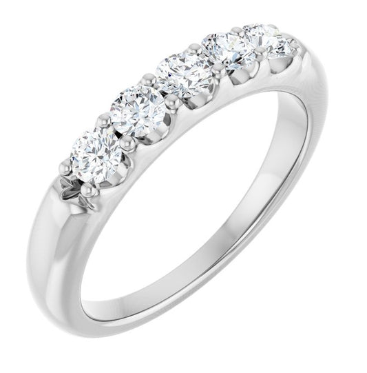 14K Yellow Or White Gold Round 3 Mm Polished 1/2 Ctw Lab-Grown Diamond Anniversary Band Size 7