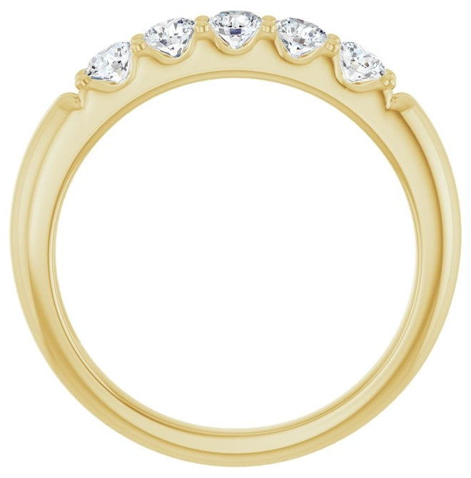 14K Yellow Or White Gold Round 3 Mm Polished 1/2 Ctw Lab-Grown Diamond Anniversary Band Size 7