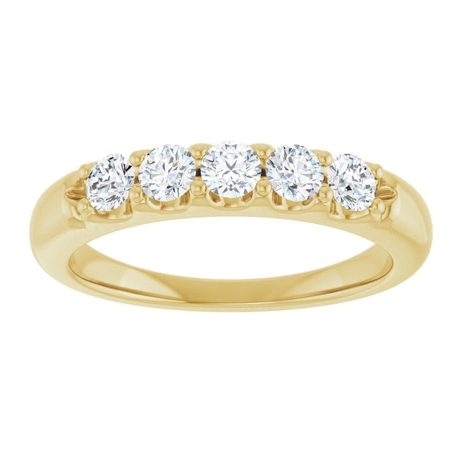 14K Yellow Or White Gold Round 3 Mm Polished 1/2 Ctw Lab-Grown Diamond Anniversary Band Size 7