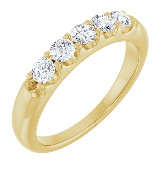 14K Yellow Or White Gold Round 3 Mm Polished 1/2 Ctw Lab-Grown Diamond Anniversary Band Size 7