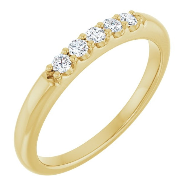 14K Yellow Or White Gold Round 2 Mm Polished 1/6 Ctw Lab-Grown Diamond Anniversary Band Size 7