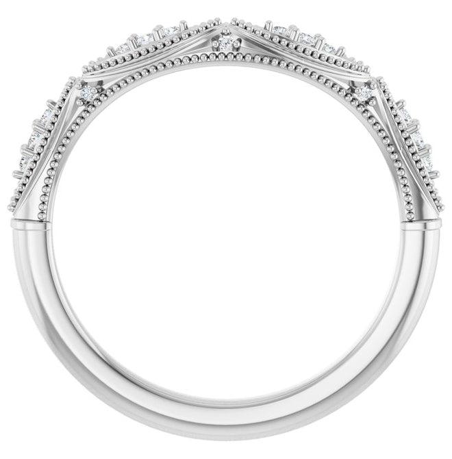 14K White Gold Round 1.2 Mm Polished .07 Ctw Lab-Grown Diamond Contour Band Size 7