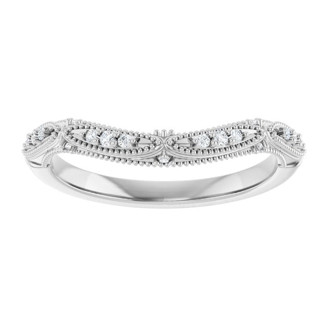 14K White Gold Round 1.2 Mm Polished .07 Ctw Lab-Grown Diamond Contour Band Size 7