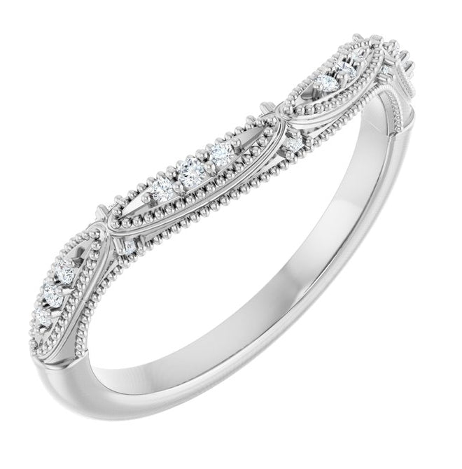 14K White Gold Round 1.2 Mm Polished .07 Ctw Lab-Grown Diamond Contour Band Size 7