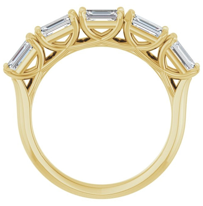 14K Yellow Or White Gold Emerald 5 X 3 Mm Polished 1 3/4 Ctw Lab-Grown Diamond Anniversary Band