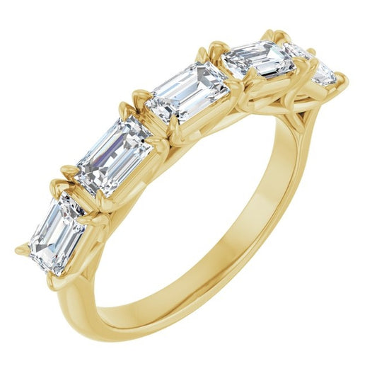 14K Yellow Or White Gold Emerald 5 X 3 Mm Polished 1 3/4 Ctw Lab-Grown Diamond Anniversary Band