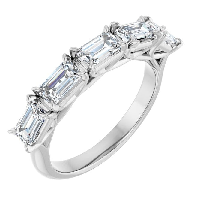 14K Yellow Or White Gold Emerald 5 X 3 Mm Polished 1 3/4 Ctw Lab-Grown Diamond Anniversary Band