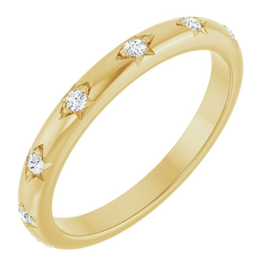 14K Yellow Gold Round 1.5 Mm Polished 1/8 Ctw Lab-Grown Diamond Anniversary Band Size 7
