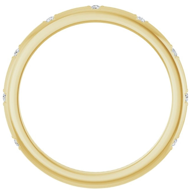 14K Yellow Gold Round 1.1 Mm Polished .03 Ctw Natural Diamond Anniversary Band Size 7