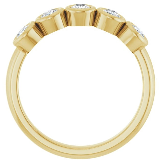 14K Yellow Gold Pear 4 X 3 Mm Polished 3/4 Ctw Lab-Grown Diamond Anniversary Band Size 7