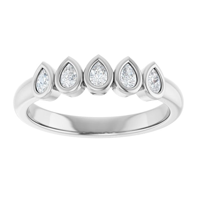 14K Yellow Or White Gold Pear 3 X 2 Mm Polished 3/8 Ctw Lab-Grown Diamond Anniversary Band