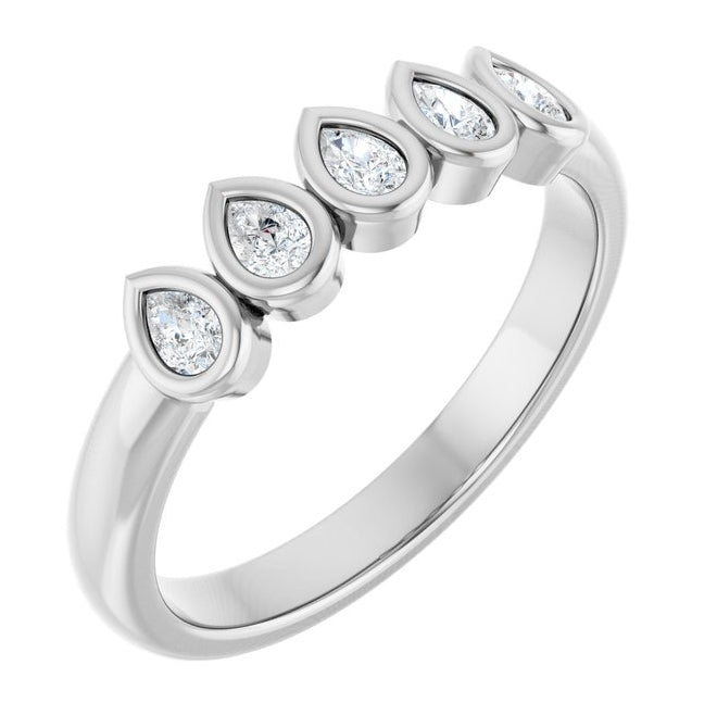 14K Yellow Or White Gold Pear 3 X 2 Mm Polished 3/8 Ctw Lab-Grown Diamond Anniversary Band